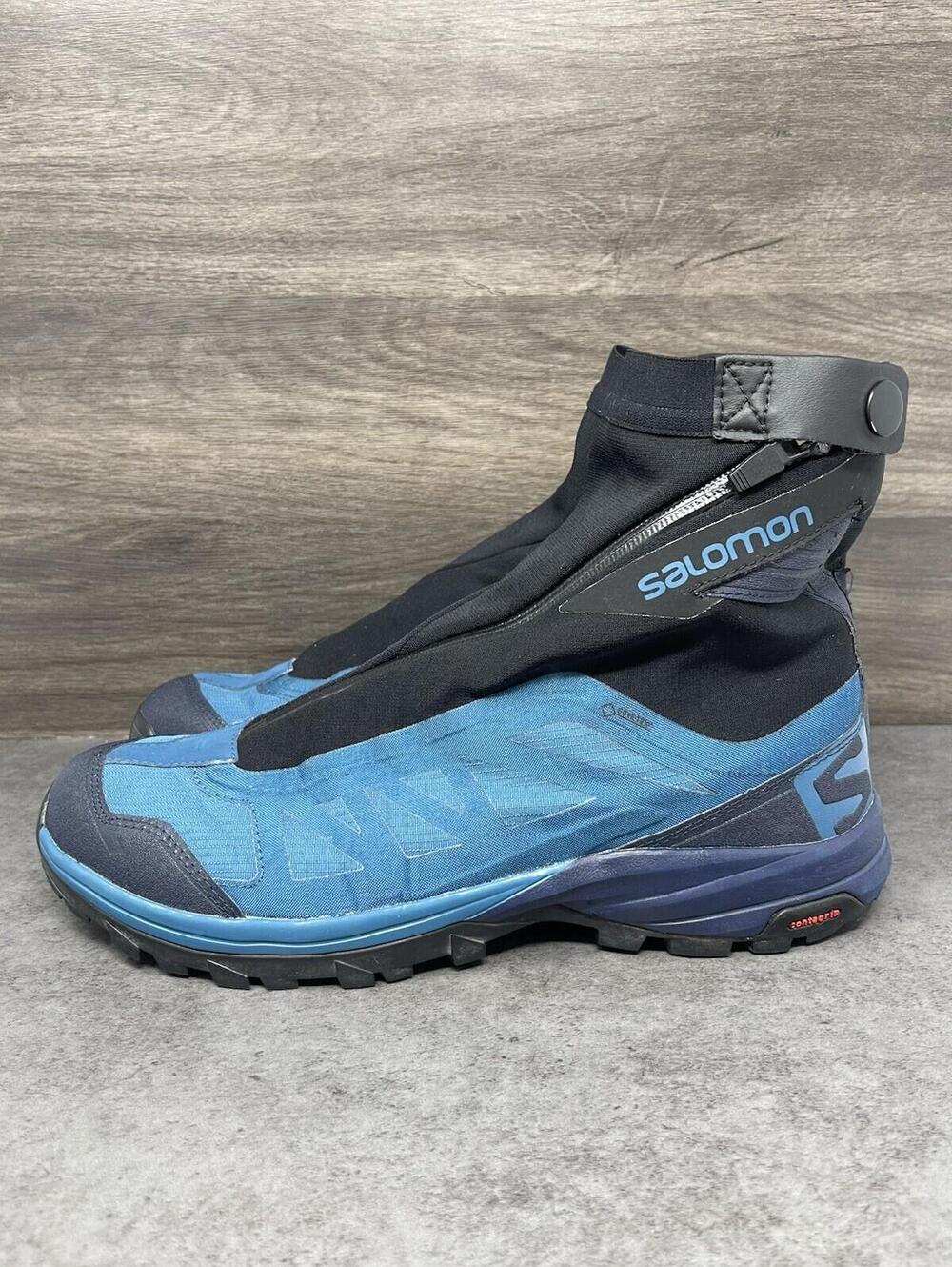 Salomon Outpath Pro GTX Hiking Boots Mens Size 11 Blue Black Zipper